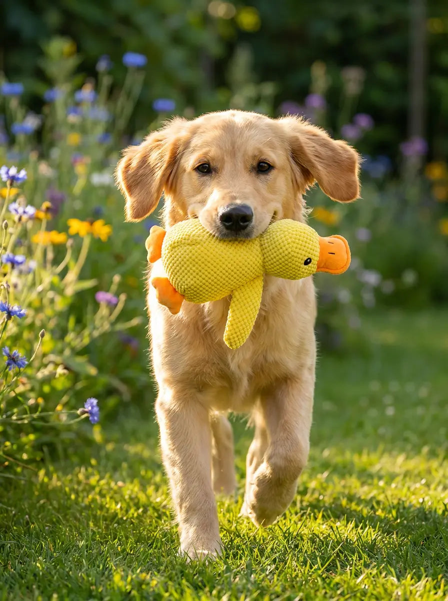 Jouet canard couinant pour chien — Peluche résistante