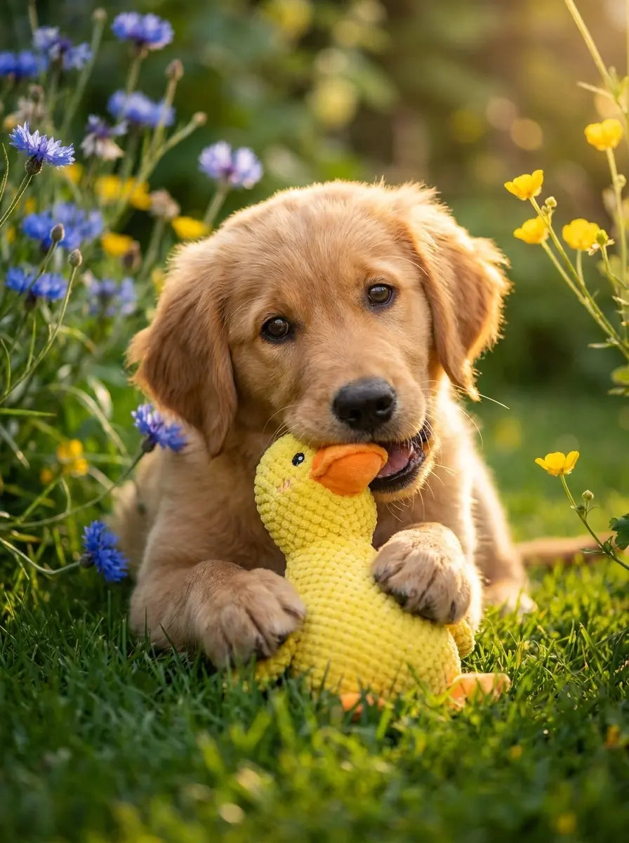 Jouet canard couinant pour chien — Peluche résistante